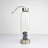Natural Crystal Water Bottle, Reusable Gemstone Water Bottle, Quartz Crystal Point Reiki Healing Crystal Energy Elixir-Infused Glass Bottle, 550 mL / 18 oz view 1