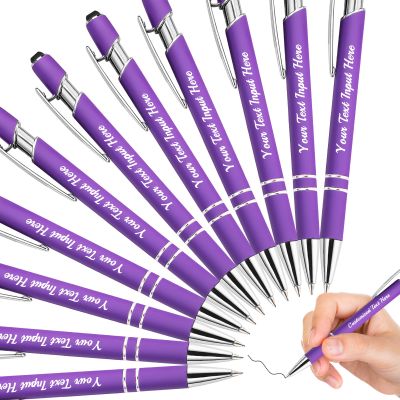 ShAxzHen Personalized Engraved Ballpoint Pens, Black Ink, Purple, 408-Pack
