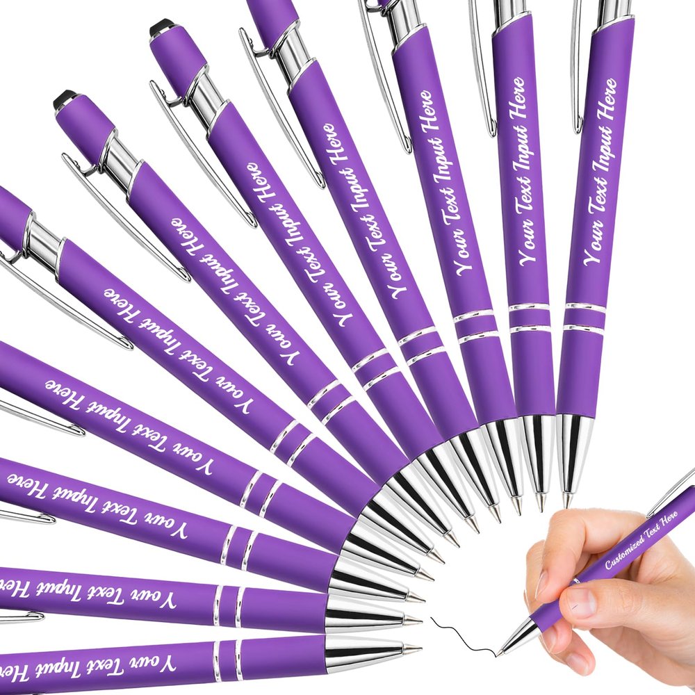 ShAxzHen Personalized Engraved Ballpoint Pens, Black Ink, Purple, 408-Pack