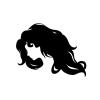 13.8 x 10.6 cm Vinyl Decal, Woman’s Face Silhouette with Long Wavy Hair, Car Sticker, Black/Silver view 1