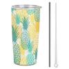 Pineapple Insulated Stainless Steel Tumbler with Lid and Straw Brush, Double-Wall Travel Coffee Cup, 590 ml view 1