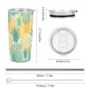 Pineapple Insulated Stainless Steel Tumbler with Lid and Straw Brush, Double-Wall Travel Coffee Cup, 590 ml view 2