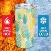 Pineapple Insulated Stainless Steel Tumbler with Lid and Straw Brush, Double-Wall Travel Coffee Cup, 590 ml view 3