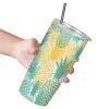 Pineapple Insulated Stainless Steel Tumbler with Lid and Straw Brush, Double-Wall Travel Coffee Cup, 590 ml view 4