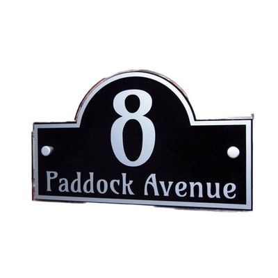 CAFFEN Custom Modern House Address Plaque, Door Number Sign, Acrylic Glass-Effect Name Plate (Type 15, 10 × 14 cm)