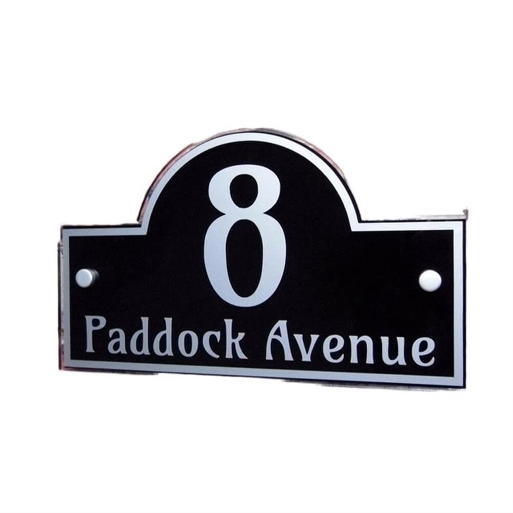 CAFFEN Custom Modern House Address Plaque, Door Number Sign, Acrylic Glass-Effect Name Plate (Type 15, 10 × 14 cm)