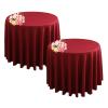 SHUOJIA Round Satin Tablecloth, Solid Polyester, 2-Pack, 220 cm, Deep Red view 1