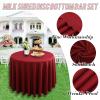 SHUOJIA Round Satin Tablecloth, Solid Polyester, 2-Pack, 220 cm, Deep Red view 4