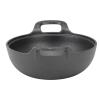 Topiky Cast Iron Wok Pan with 2 Handles and Wooden Lid, Uncoated Traditional Chinese Wok, Flat-Bottom Deep Frying Pan for Electric, Induction, and Gas Stoves view 3