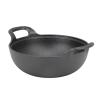 Topiky Cast Iron Wok Pan with 2 Handles and Wooden Lid, Uncoated Traditional Chinese Wok, Flat-Bottom Deep Frying Pan for Electric, Induction, and Gas Stoves view 4