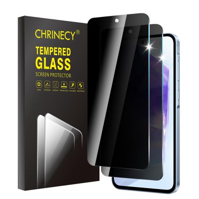 CHRINECY 2-Pack Privacy Screen Protector for Samsung Galaxy A55 5G, 9H Anti-Spy Tempered Glass, Scratch-Resistant, Anti-Fingerprint, Bubble-Free