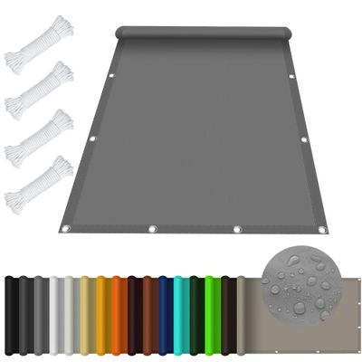 Balcony Sun Shade Sail 1.6 x 4 m, Waterproof, 98% UV Protection, Light Gray