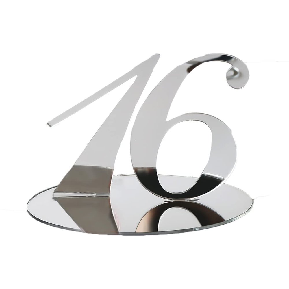 Acrylic Wedding Table Numbers, 1–20/1–50/1–99, Mirrored Silver, Table Decor for Weddings, Anniversaries, Events and Parties