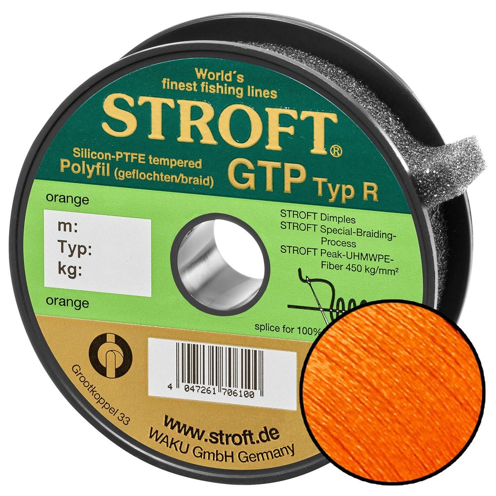 STROFT GTP Type R Braided Fishing Line, 125 m, Orange, R2, 0.18 mm, 5.5 kg