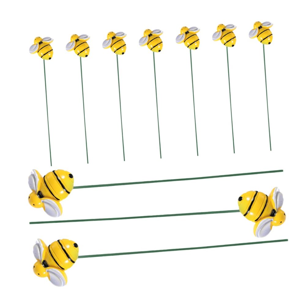 Sosoport 10-Piece Bee Garden Stakes, Plastic and Iron