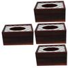 Alipis 4-Piece Wooden Tissue Box Set with Glass Sliding Lid, Elegant Napkin Holder for Living Rooms, Offices, and Public Spaces view 1