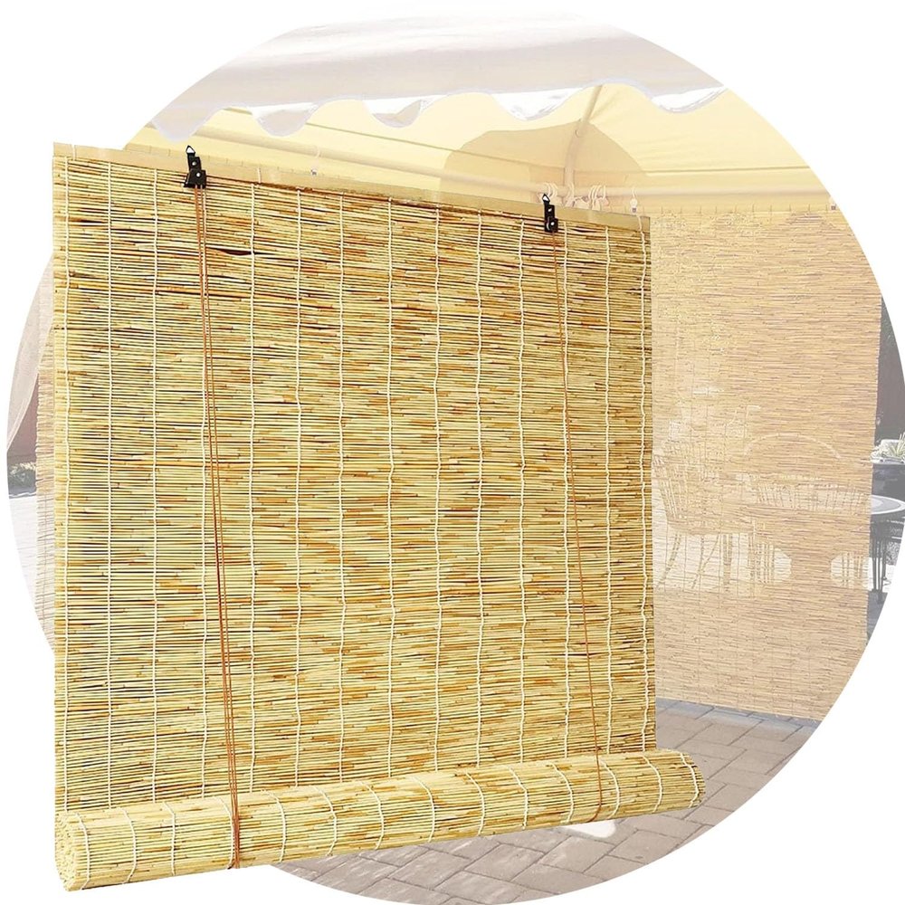 Bamboo Roller Blind for Windows and Doors, Natural, 100 x 190 cm