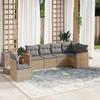vidaXL 6-Piece Garden Sofa Set with Cushions Beige Poly Rattan view 2