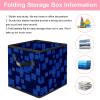 Foldable Cube Storage Basket with Leather Handles, Blue view 3