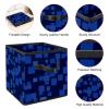 Foldable Cube Storage Basket with Leather Handles, Blue view 4