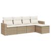 vidaXL 5-Piece Garden Sofa Set with Cushions, Storage and Beige Poly Rattan view 1