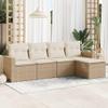 vidaXL 5-Piece Garden Sofa Set with Cushions, Storage and Beige Poly Rattan view 2