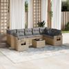 vidaXL 10-Piece Garden Sofa Set with Cushions Beige Poly Rattan view 2