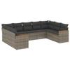 vidaXL 9-Piece Garden Sofa Set with Cushions, Gray Poly Rattan view 1
