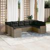 vidaXL 9-Piece Garden Sofa Set with Cushions, Gray Poly Rattan view 2