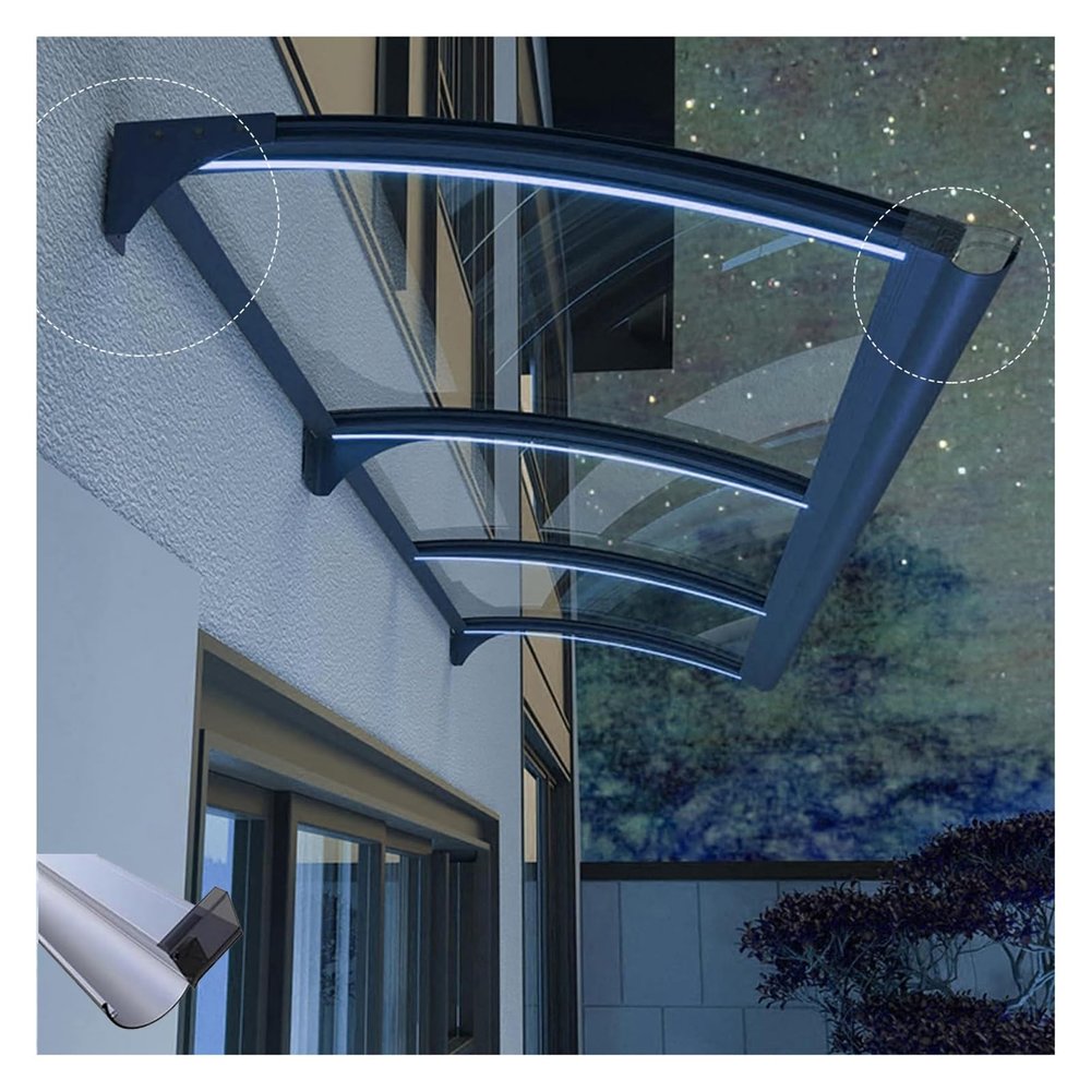 Polycarbonate Door Awning with Carbon Steel Base, 80 × 160 cm