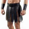 Gladiator Costume Roman Soldier Cosplay Outfit Men's PU Leather Kilt Skirt with Apron and Belt view 3