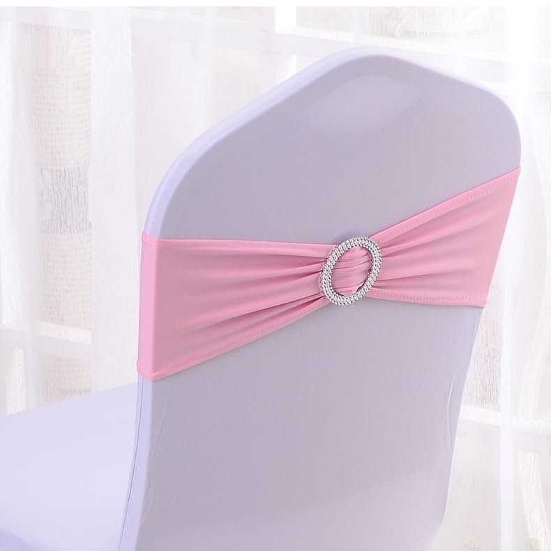 25-Piece Light Pink Chair Sash Set with Buckles, 36 × 15 cm