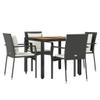 5-Piece Black Poly Rattan Garden Dining Set with Cushions view 3