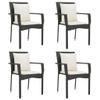5-Piece Black Poly Rattan Garden Dining Set with Cushions view 4