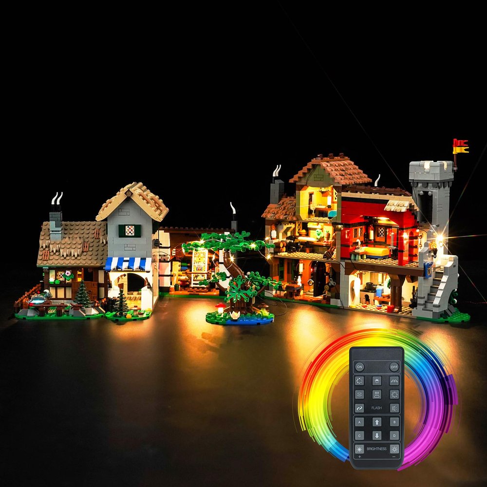 Remote-Controlled LED Light Kit for LEGO Medieval Town Square 10332 (Not LEGO)