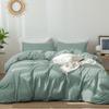DXHOME 3-Piece Cotton Duvet Cover Set, 155 x 220 cm, Sage Green view 2