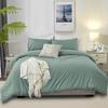 DXHOME 3-Piece Cotton Duvet Cover Set, 155 x 220 cm, Sage Green view 3