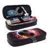 RLDOBOFE Leather Pencil Case, Large Capacity, Double-Zip Organizer, Fireball view 1