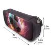 RLDOBOFE Leather Pencil Case, Large Capacity, Double-Zip Organizer, Fireball view 2