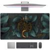 XXL Gaming Mouse Pad, Dark Green Forest Leaves with Gold Moon, 80 x 40 cm view 1