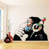 Banksy Monkey Headphones Stickers - Graffiti Wall Decal, 47 x 33 cm view 3