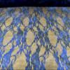 Stretch Spandex Mesh Lace Fabric by the Meter, Floral Pattern, Royal and Navy Blue view 2