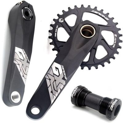 tylxayoxa 712 S Speed Crankset, 175 mm, Hollow Integrated MTB Crankset, 32T, Black