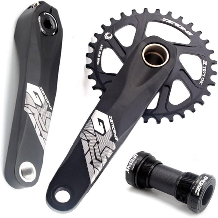 tylxayoxa 712 S Speed Crankset, 175 mm, Hollow Integrated MTB Crankset, 32T, Black