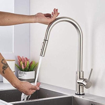 WAGXIY Sensor Kitchen Faucet, Single Handle, Dual Outlet