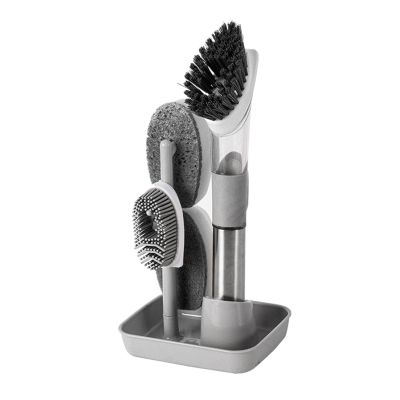 Duiaynke Soap-Dispensing Dish Brush Set, Gray