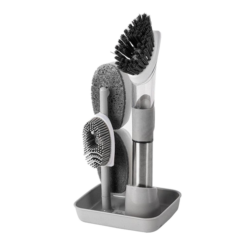 Duiaynke Soap-Dispensing Dish Brush Set, Gray