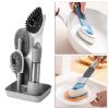 Duiaynke Soap-Dispensing Dish Brush Set, Gray view 2