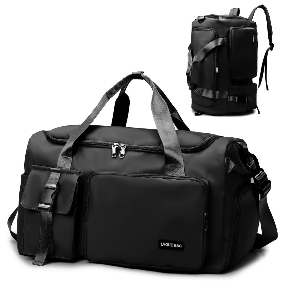 Suweir 42L Sports Duffel Bag with Shoe & Wet Compartments, Convertible Backpack