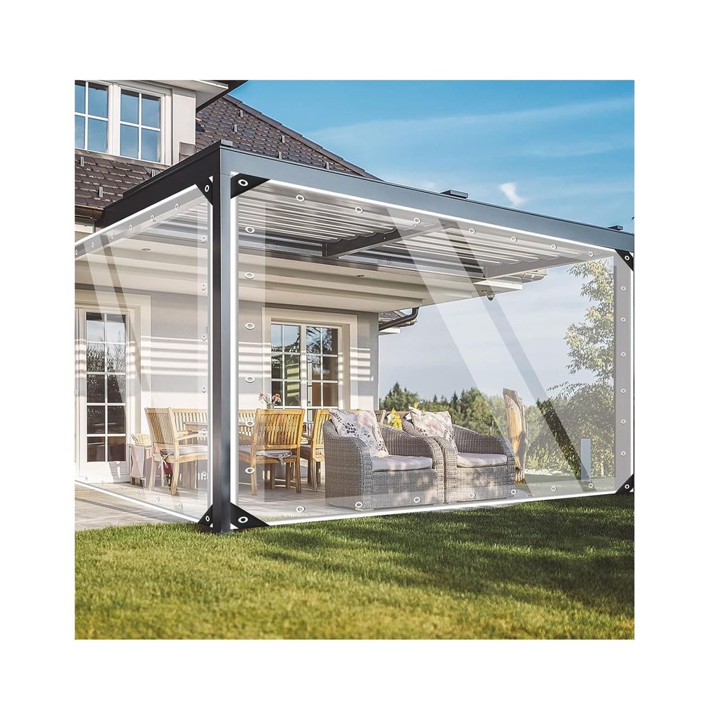 Transparent PVC Tarp with Eyelets, 150 × 190 cm